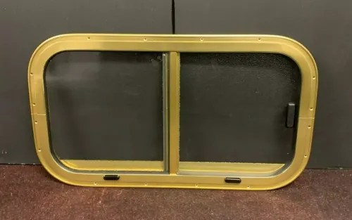 24" x 13" Single Glazed Bright Gold Full Sliding Window